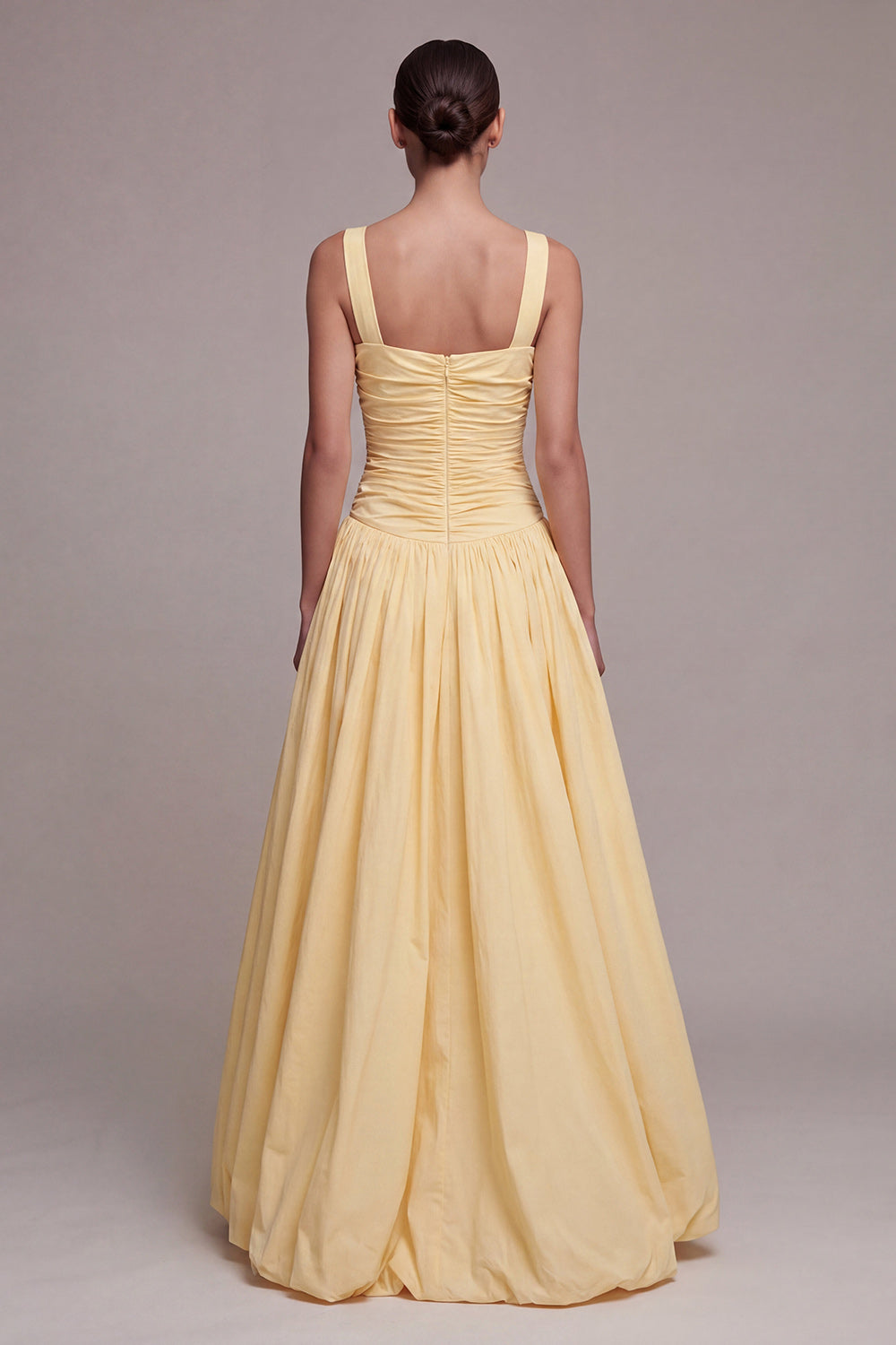 Daffodil A Line Ruched Pleated Maxi Formal Dress with Slit