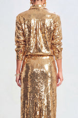 Sparkly 2-Piece Golden Women's Suits with Slit