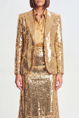 Golden 3-Piece Peaked Lapel Sparkly Women Suits