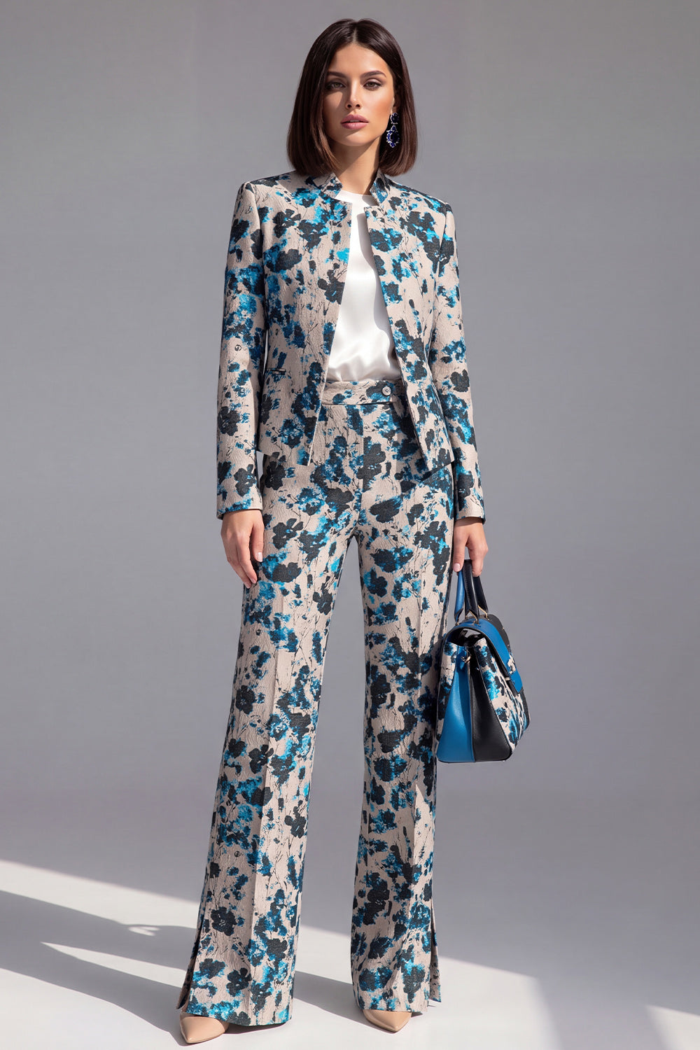 Dusty Green 3-Piece Jacquard Women Suits