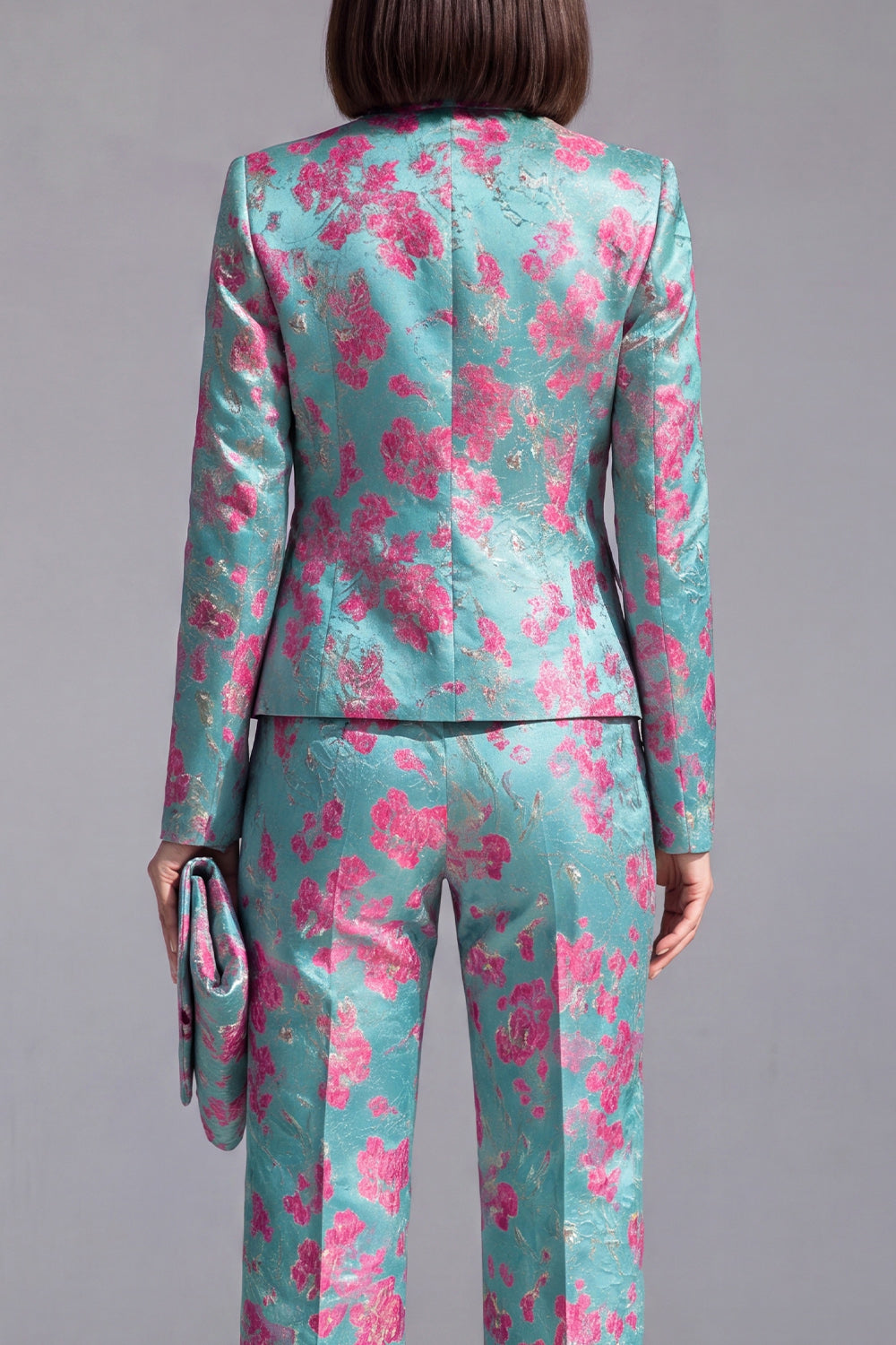 Dusty Green 3-Piece Jacquard Women Suits