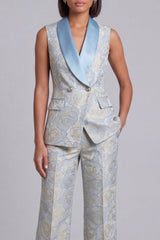 Blue Shawl Lapel 2-Piece Women Suits
