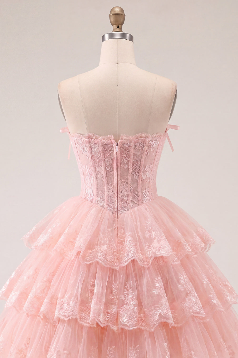 Strapless Floral Corset Tulle A-Line Lilac Tiered Homecoming Dress