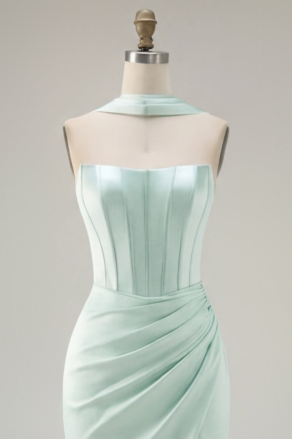 Strapless Corset Bodycon Mint Homecoming Dress with Slit