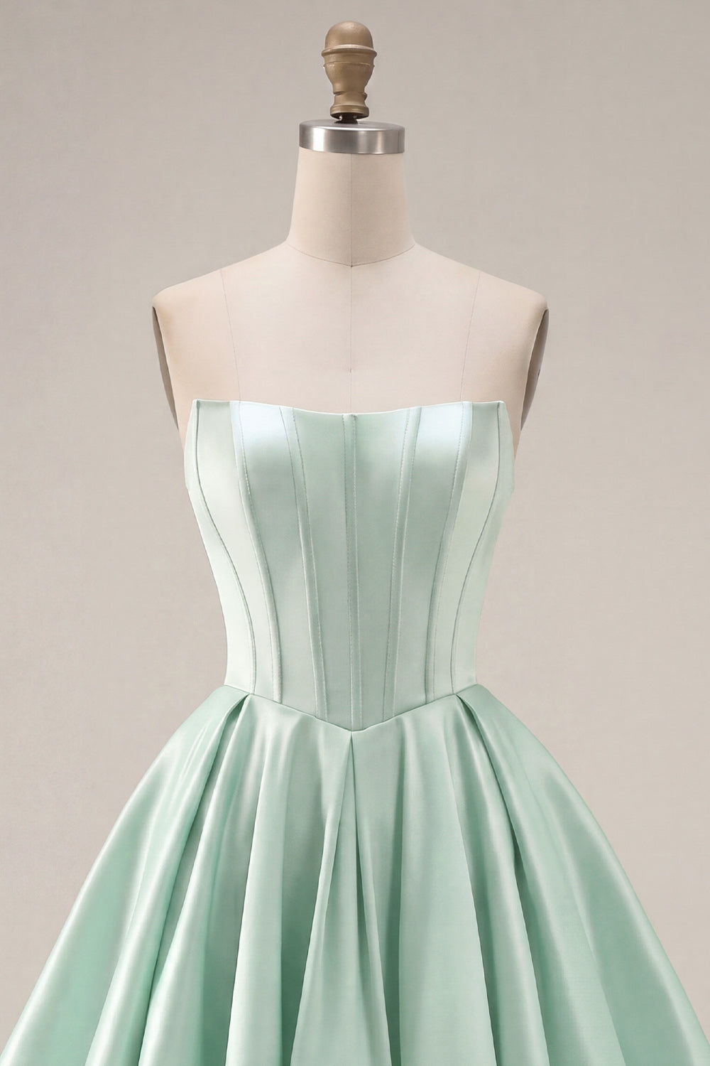 Strapless A-Line Mint Corset Homecoming Dress
