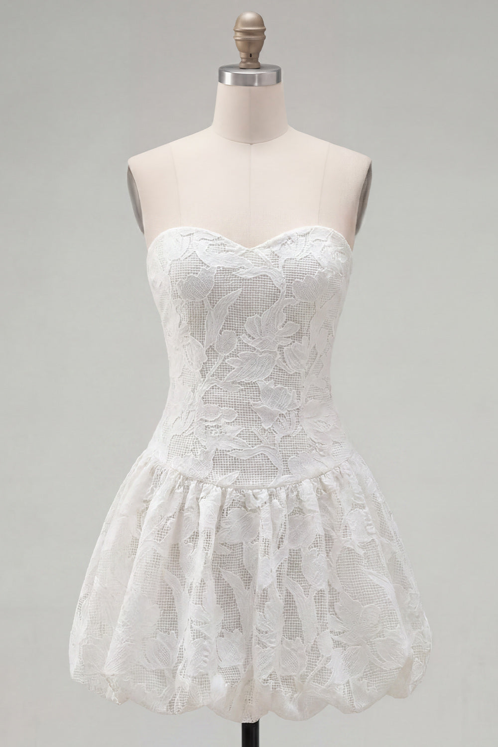 Sweetheart A-Line White Floral Homecoming Dress