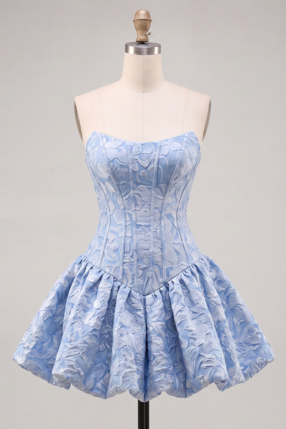 Strapless Corset Hot Pink Brocade A Line Homecoming Dress