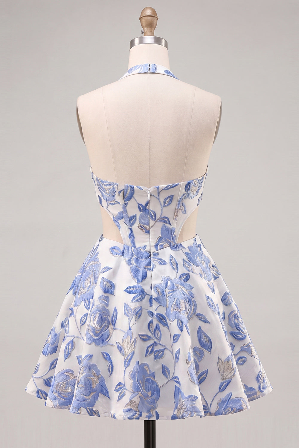 Halter Lilac Cut Out Brocade A Line Homecoming dress