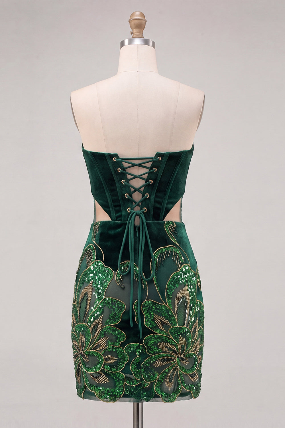 Floral Blue Corset Bodycon Strapless Homecoming Dress