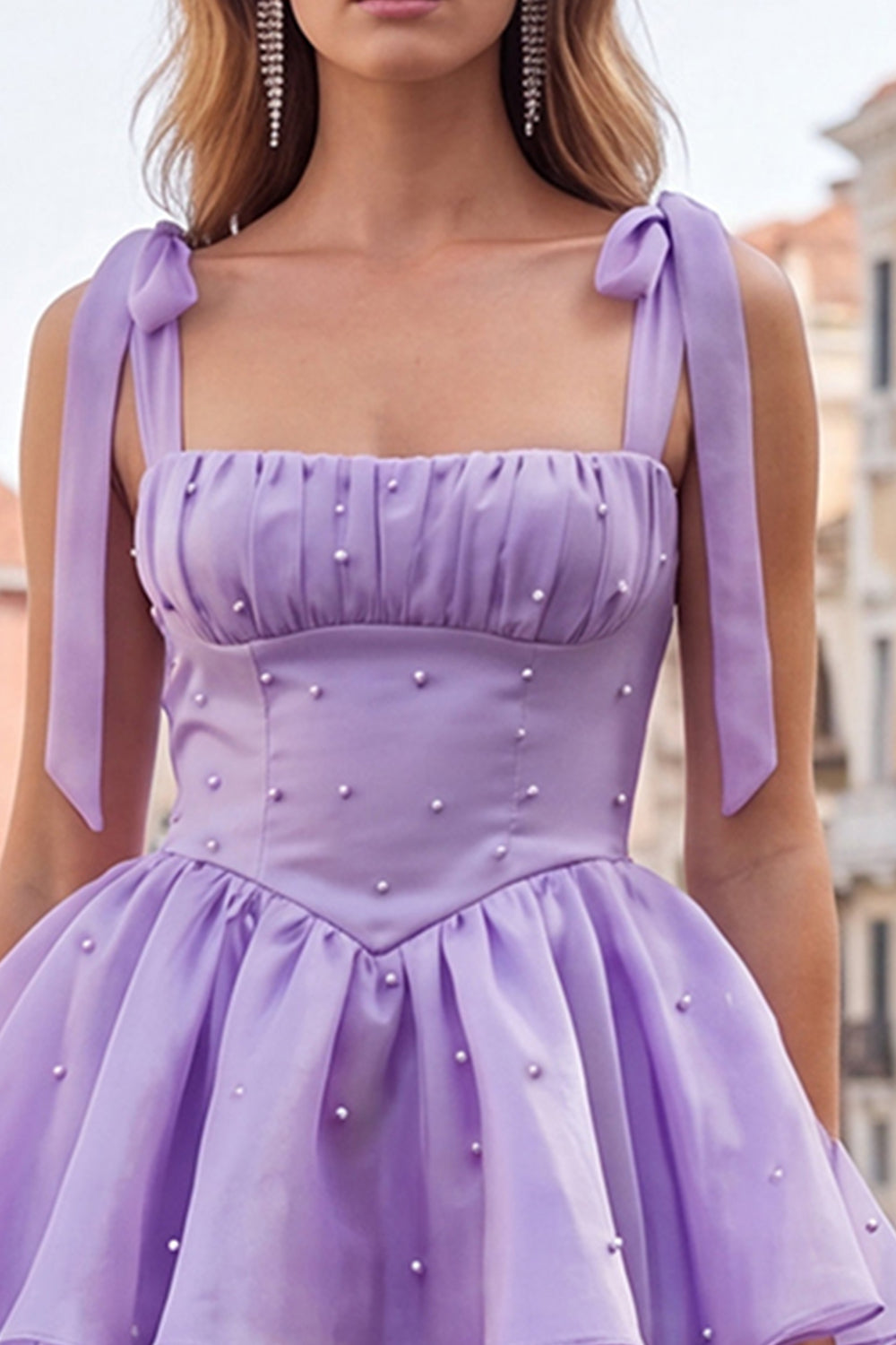 Corset Pink A Line Square Neck Homecoming Dress With Beading