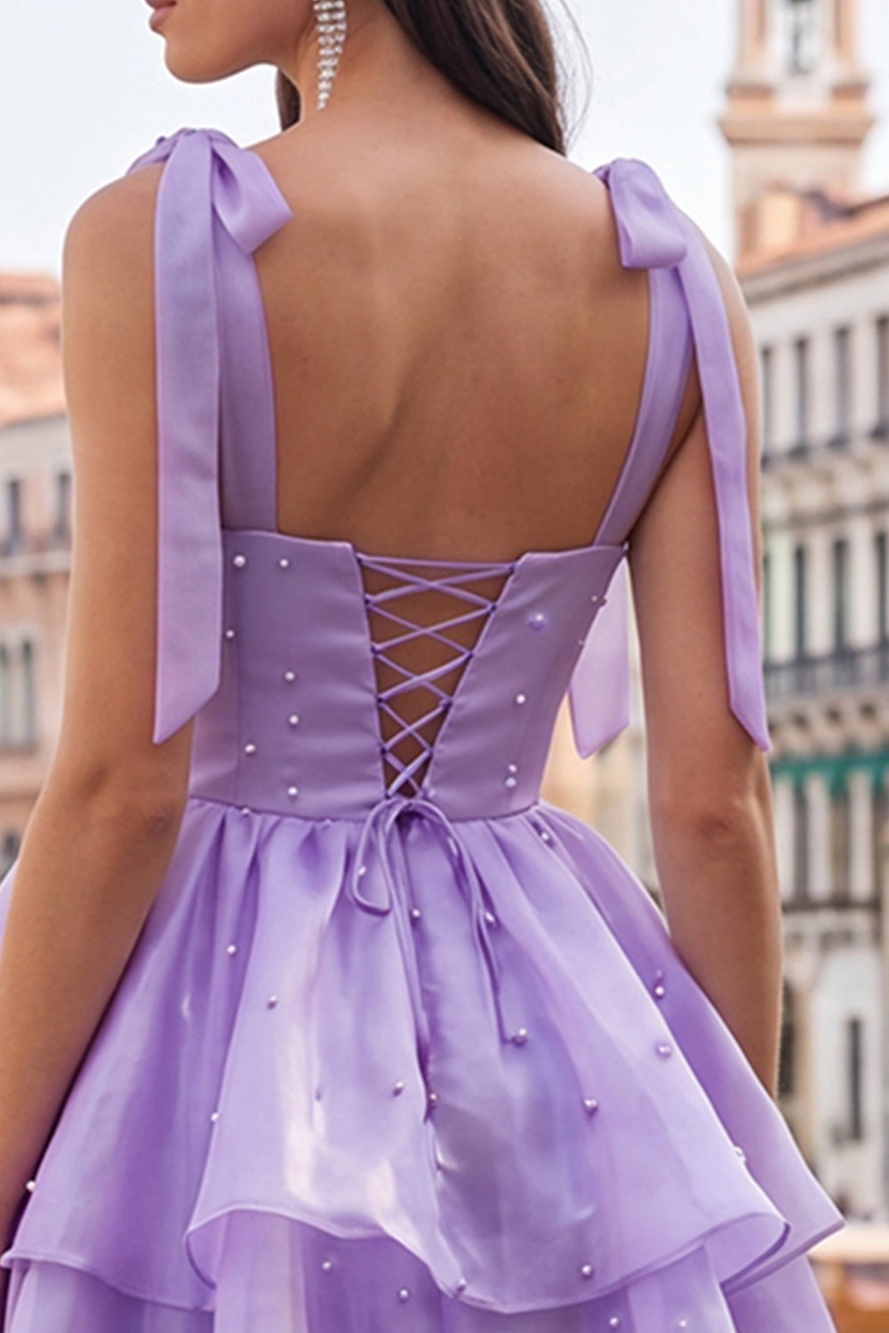 Corset Pink A Line Square Neck Homecoming Dress With Beading