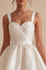 Sweetheart A Line Corset Little White Dress With Ruch