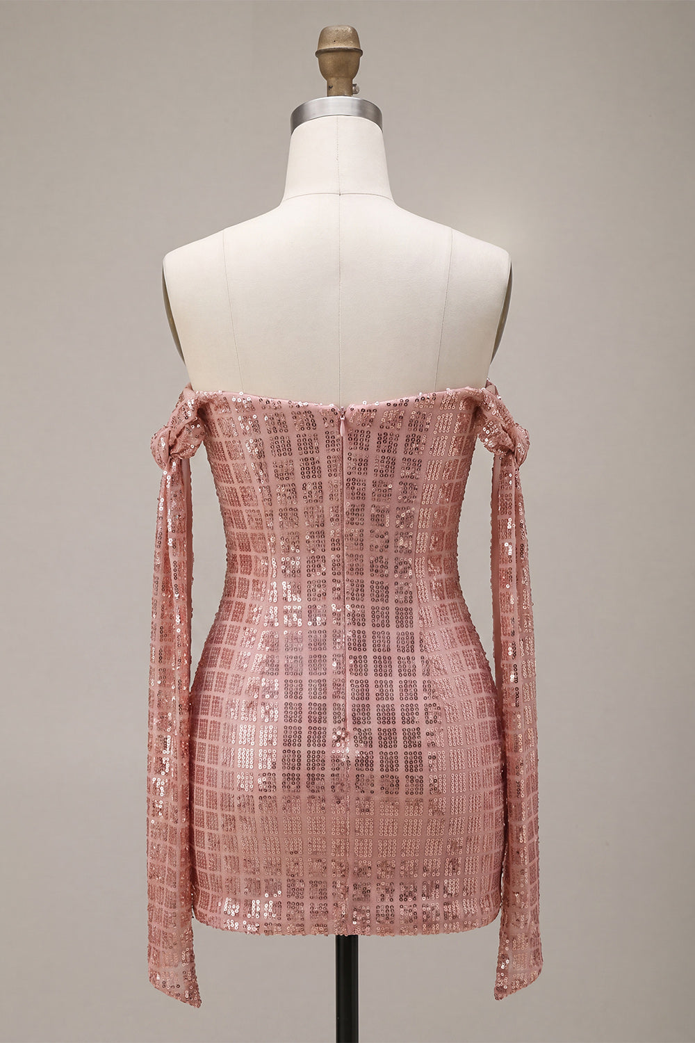 Sparkly Off The Shoulder Corset Bodycon Champagne Homecoming Dress