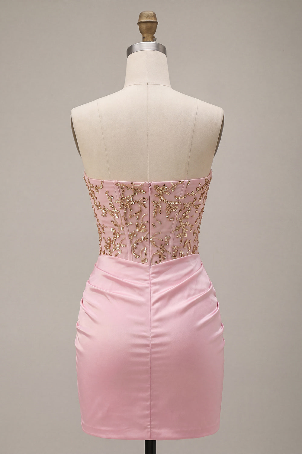 Strapless Corset Pink Sparkly Bodycon Homecoming Dress