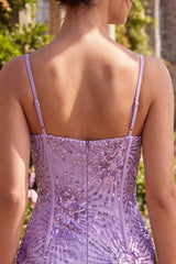 Corset Purple Bodycon Sequins Homecoming Dress With Bows
