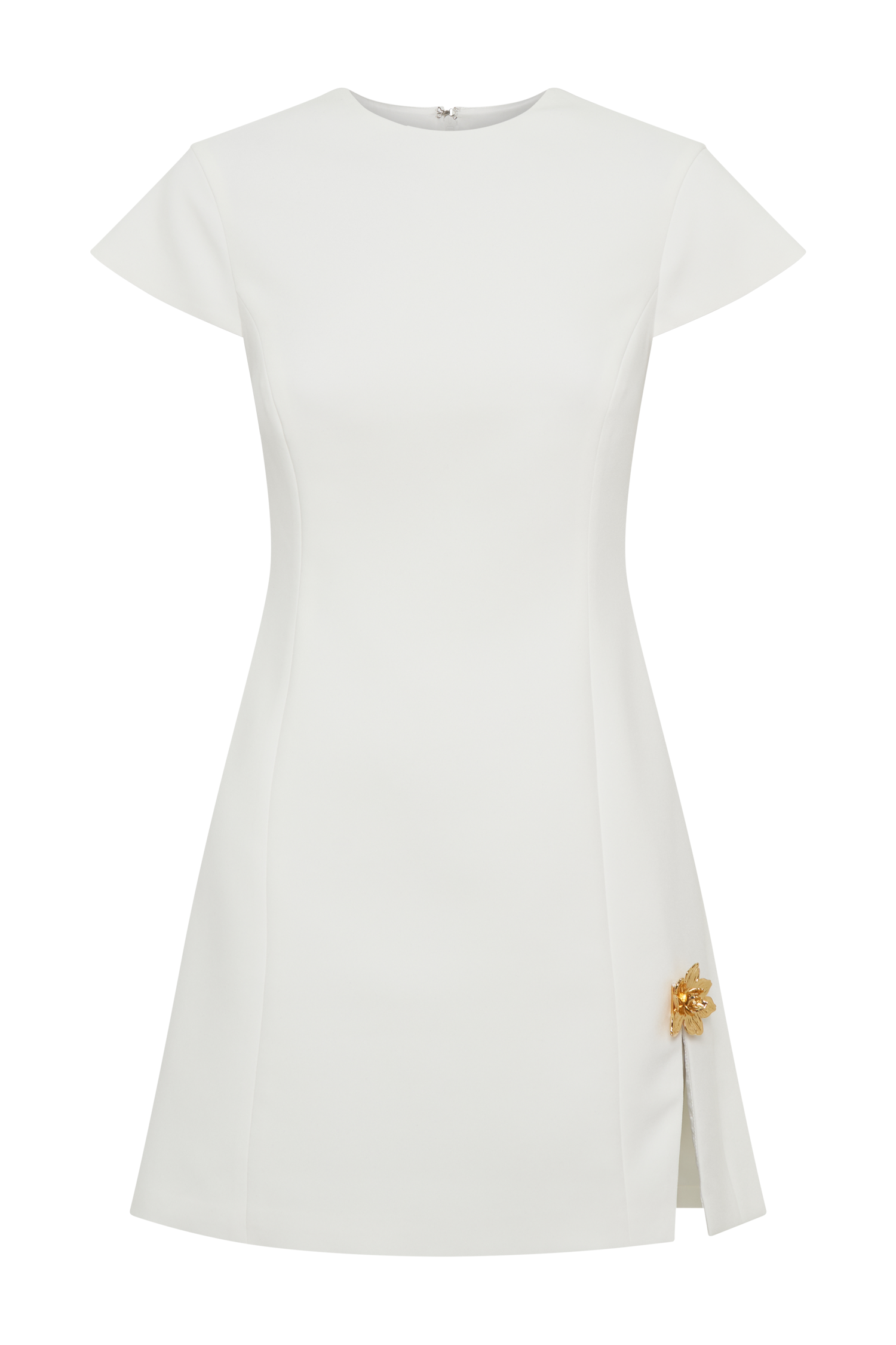 Remi Suiting Mini Dress With Floral Hardware - White