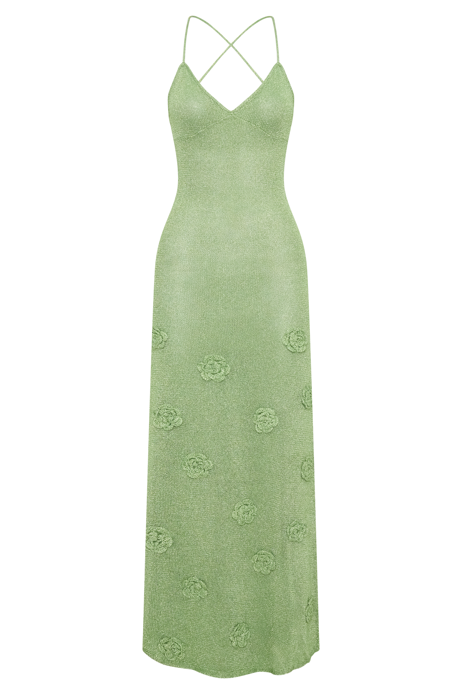 Suki Metallic Knit Maxi Dress - Pastel Green
