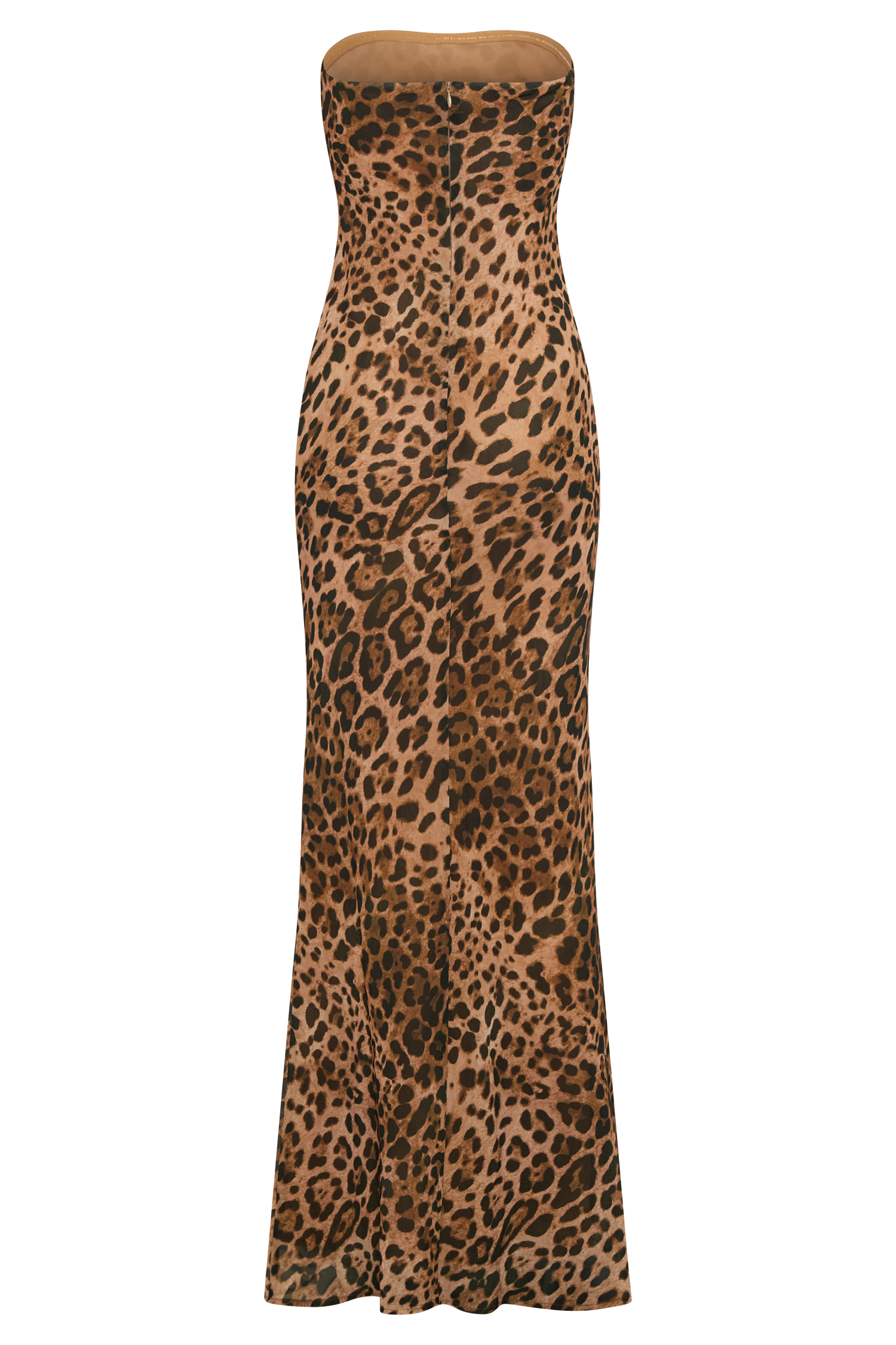 Breanna Strapless Chiffon Maxi Dress - Leopard Print