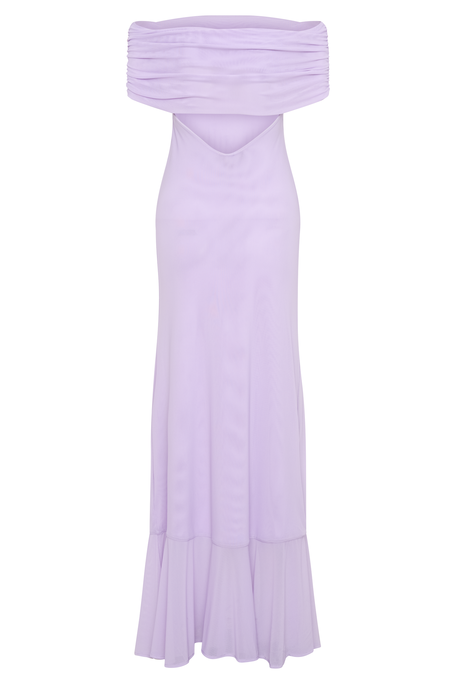 Audrey Off Shoulder Mesh Maxi Dress - Lilac