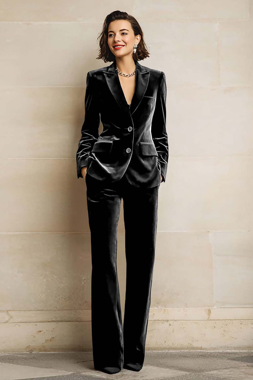 Purple Velvet Peak Lapel 2 Piece Women Suits