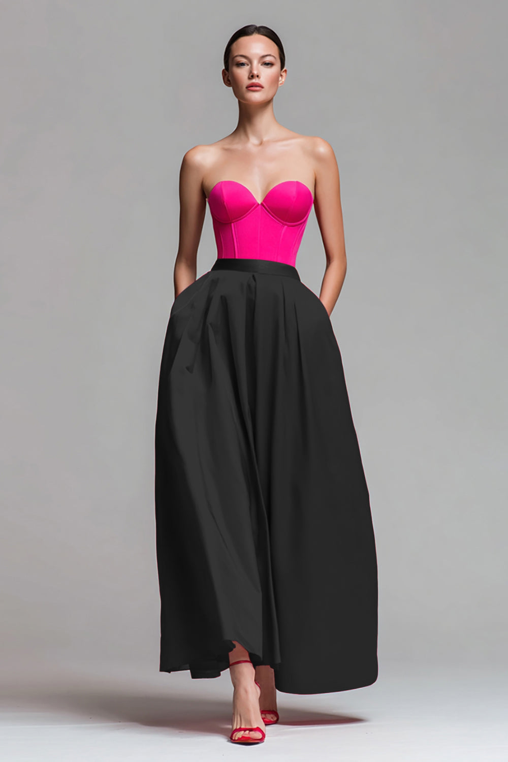Sweetheart A-Line Corset Red and Fuchsia Formal Dress