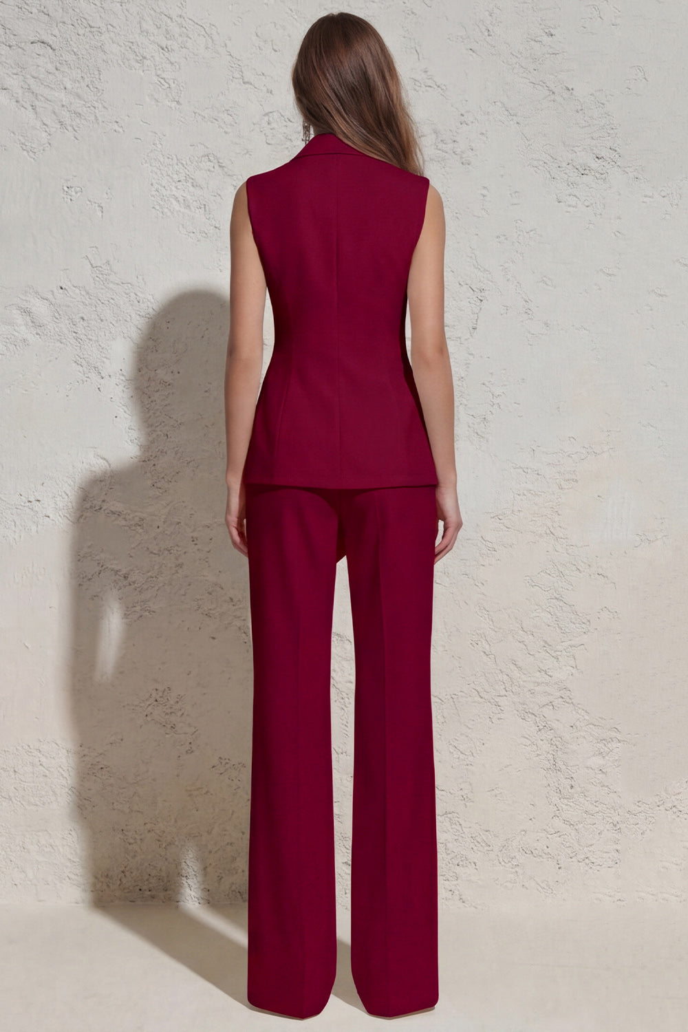 Notched Lapel White Sleeveless Women Suits with Sash