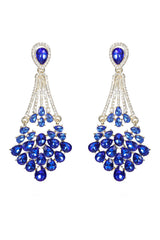 Royal Blue Rhinestone Stud Earrings