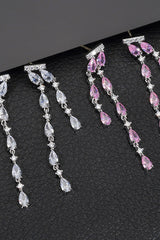 Pink Rhinestone Long Earrings
