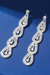 Silver Rhinestone Long Drop Earrings