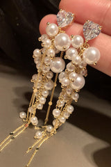 Golden Pearl Long Drop Earrings