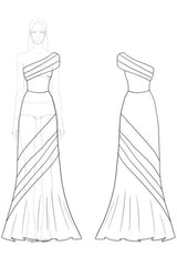 Black and White One Shoulder Mermaid Maxi Formal Dress