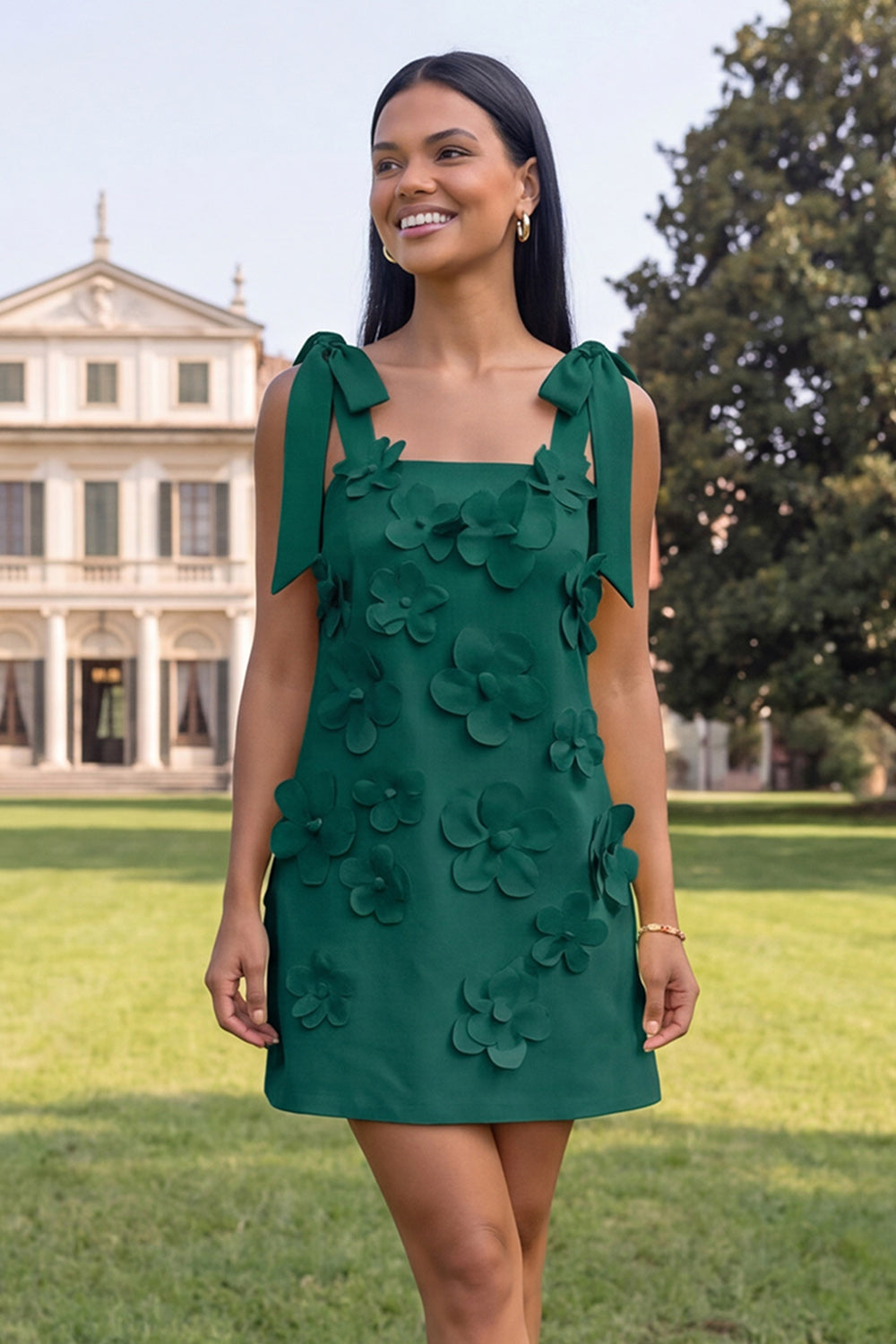 A-Line Lilac Floral Homecoming Dress with Sash
