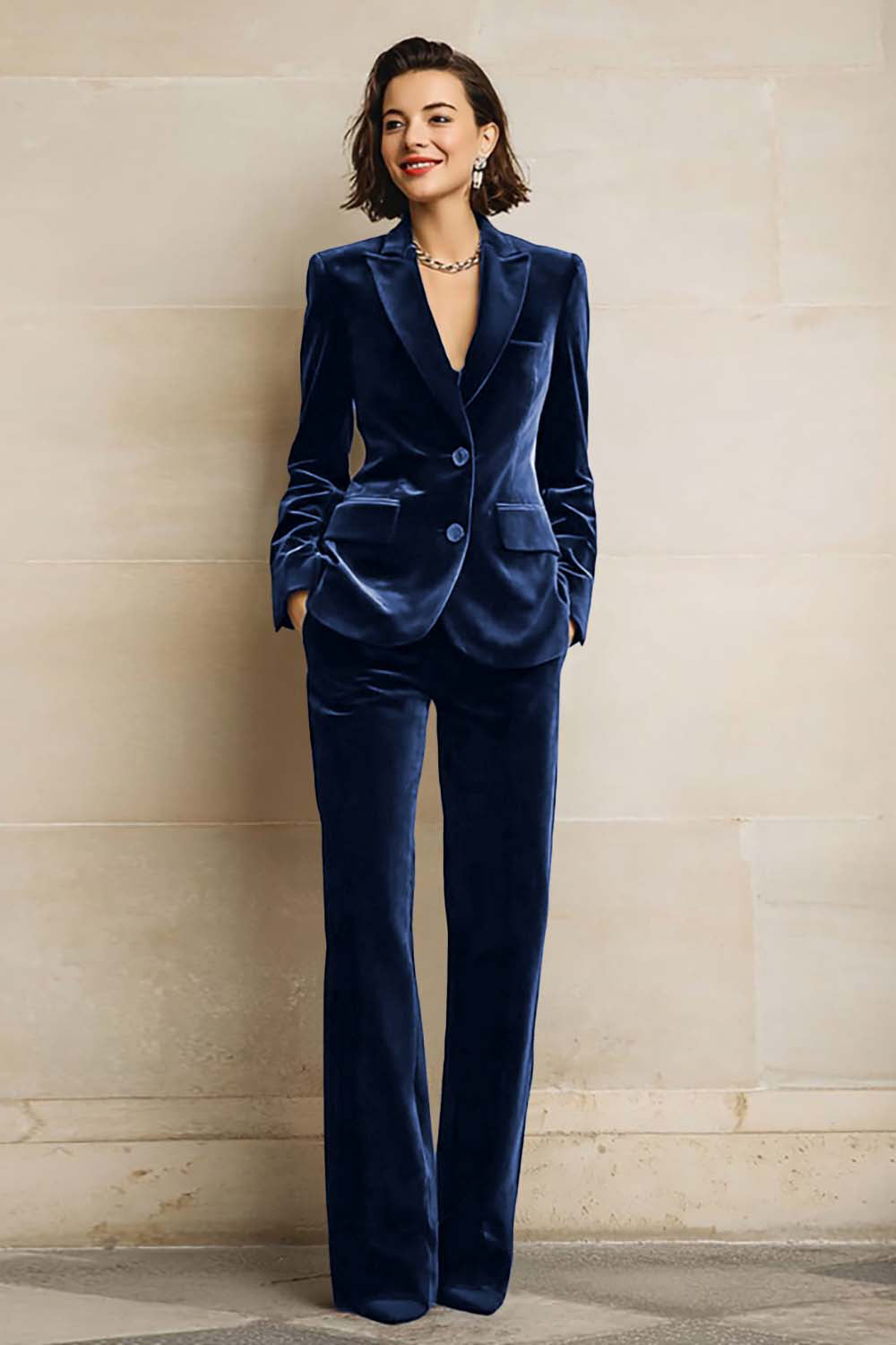 Purple Velvet Peak Lapel 2 Piece Women Suits