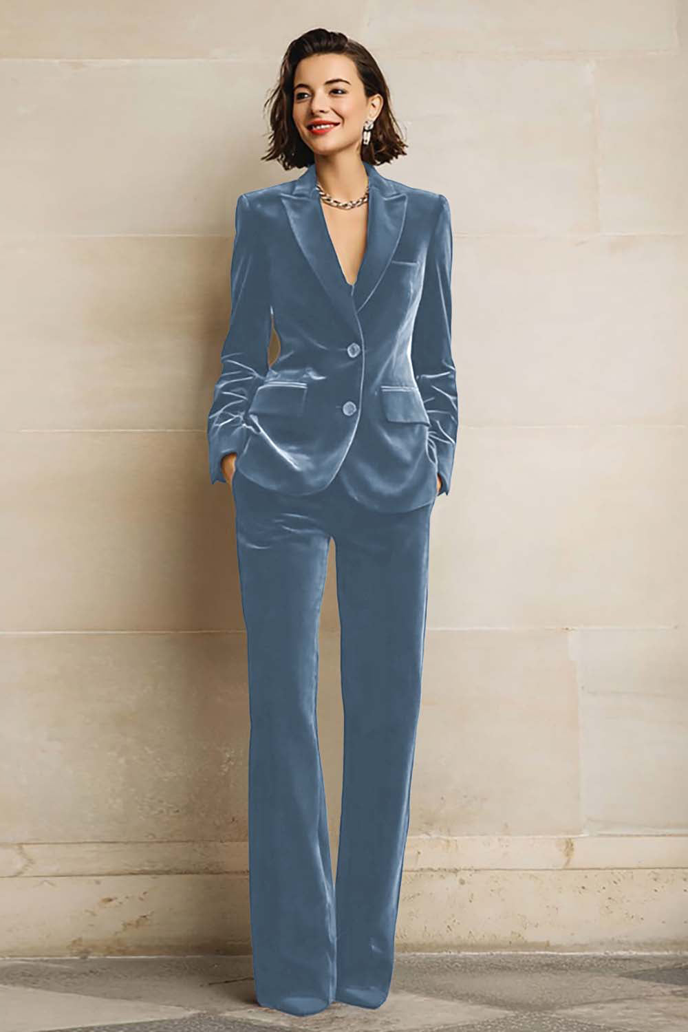 Purple Velvet Peak Lapel 2 Piece Women Suits