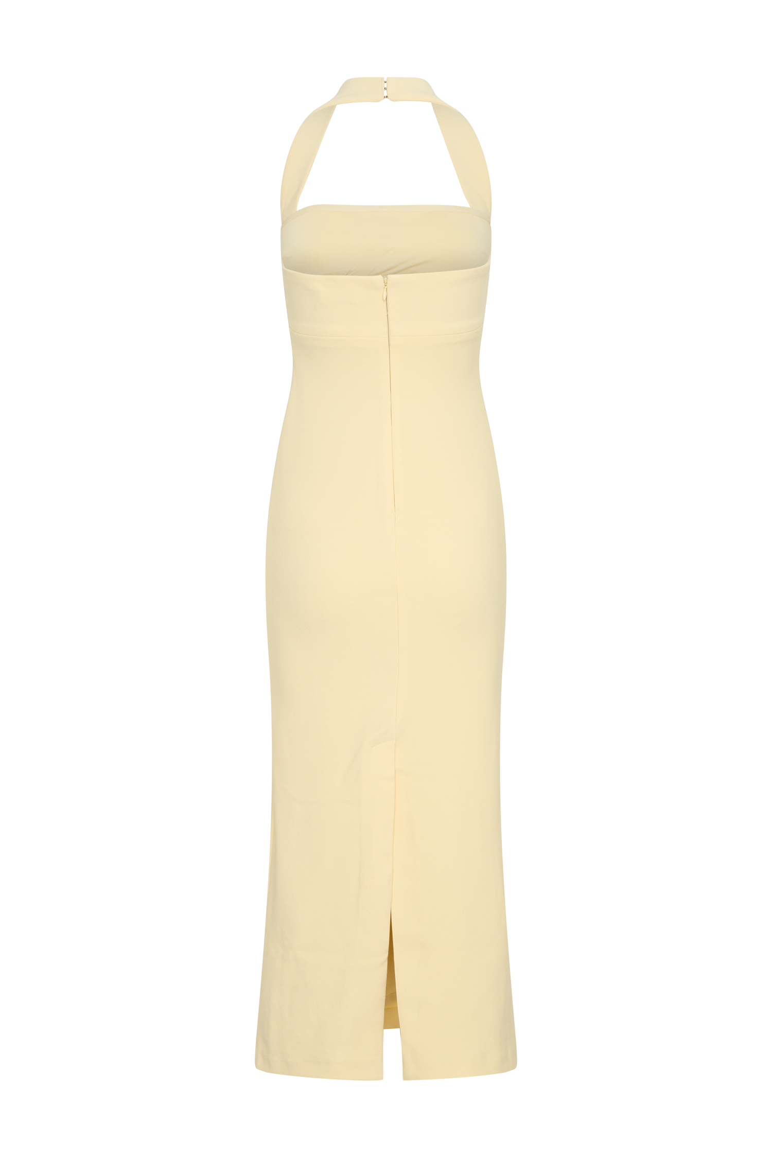Amelita Suiting Halter Midi Dress - Pale Lemon
