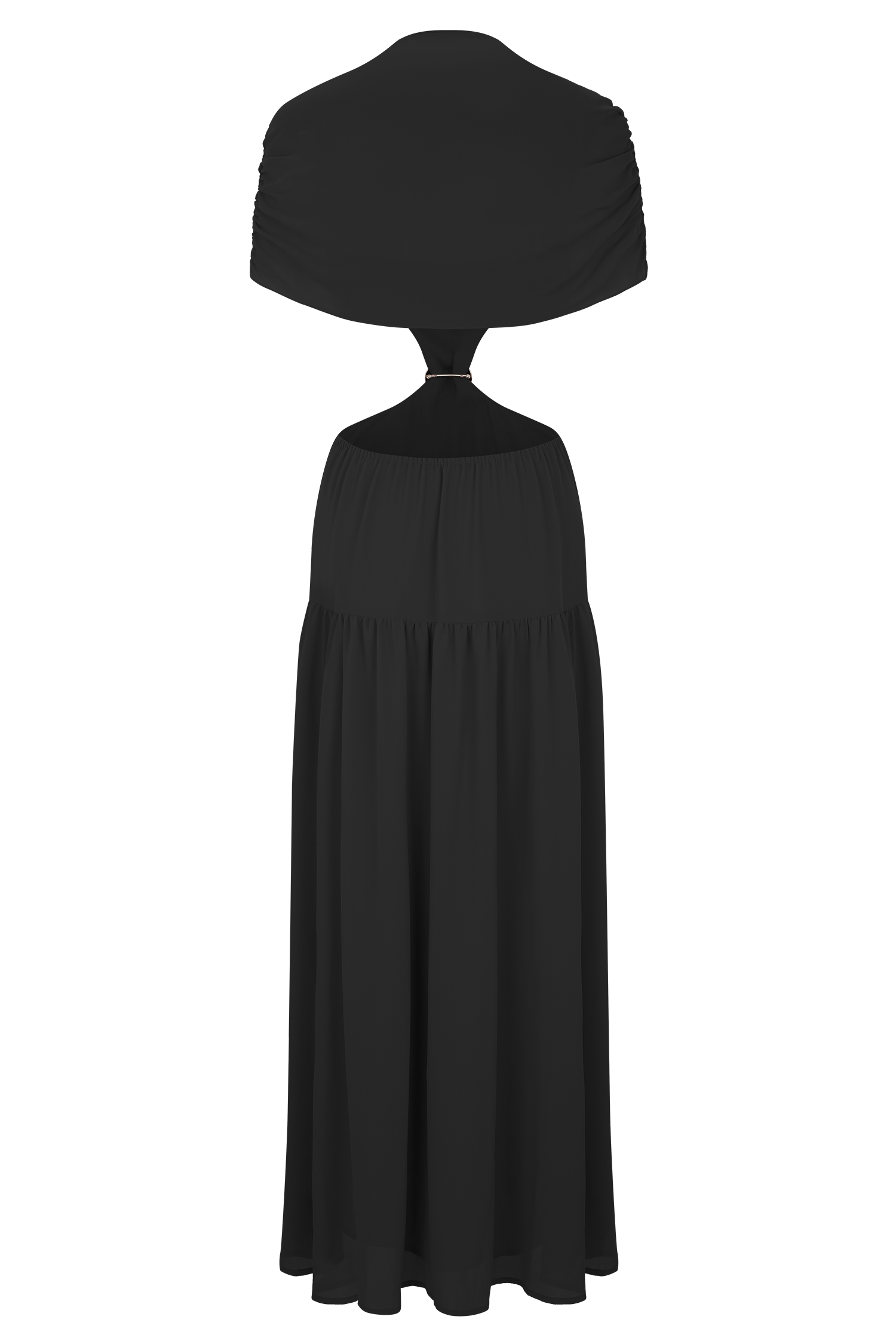 Georgina Chiffon Midi Dress - Black