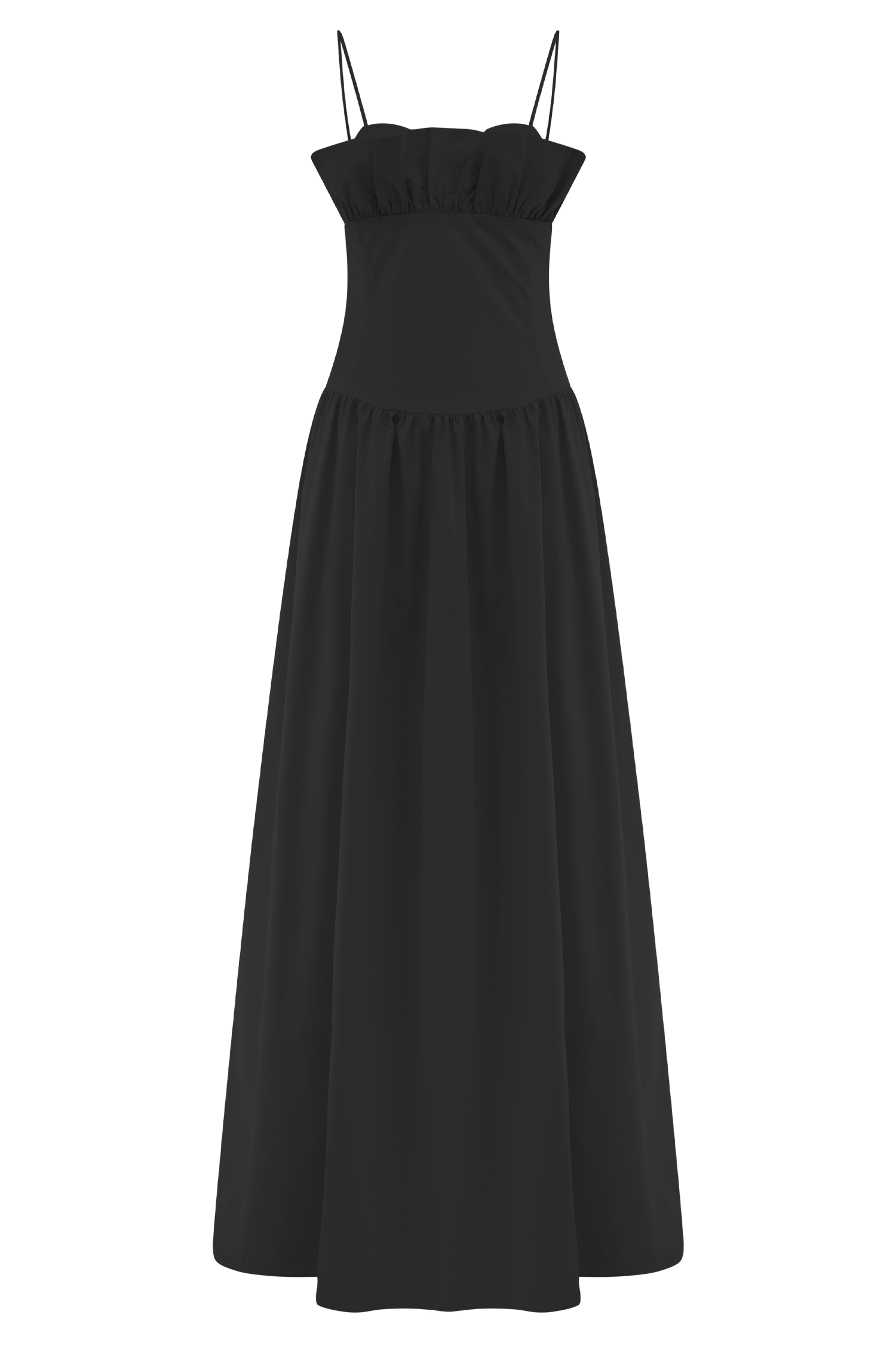 Janis Cotton Frill Maxi Dress - Black