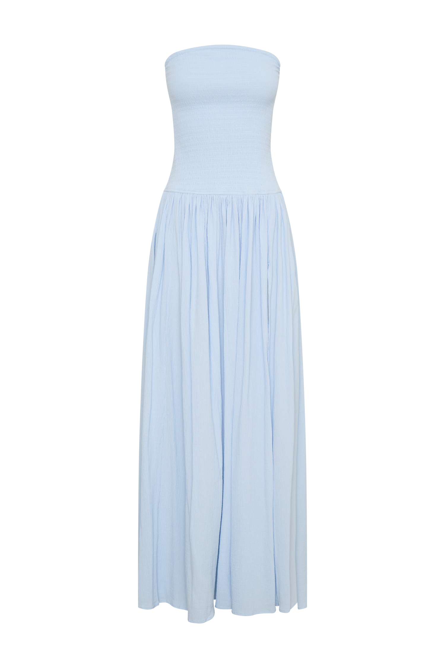 Maureen Cotton Shirring Maxi Dress - Powder Blue