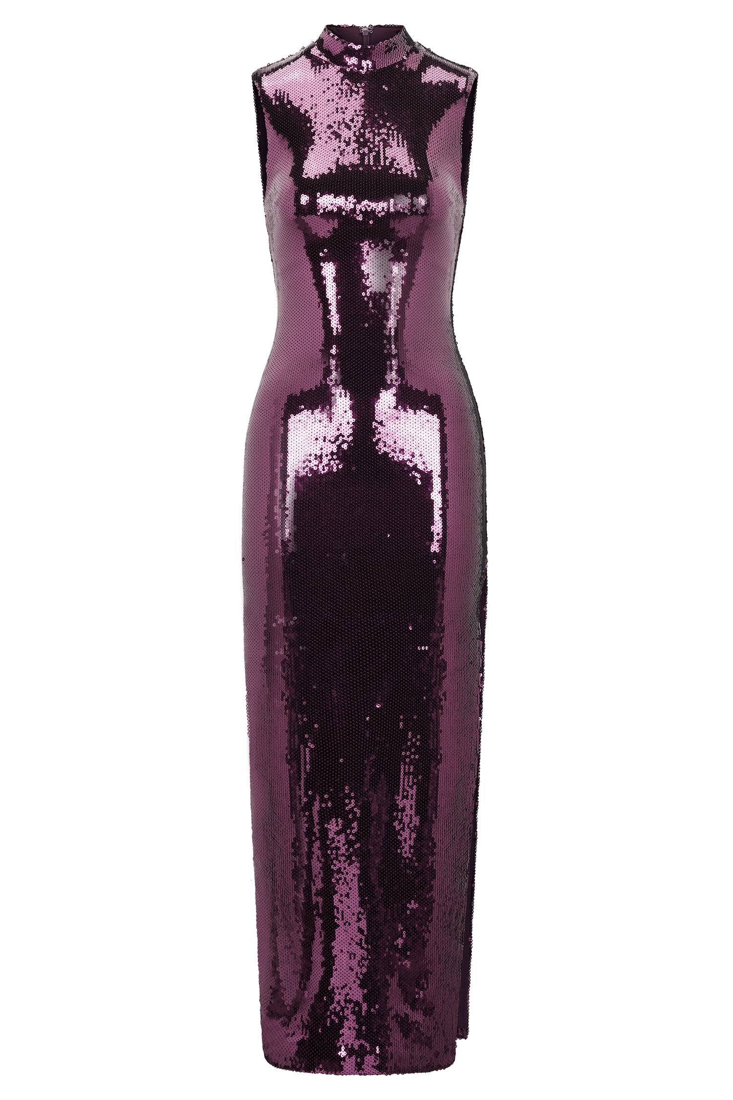 Veronica Sequin Midi Dress - Plum