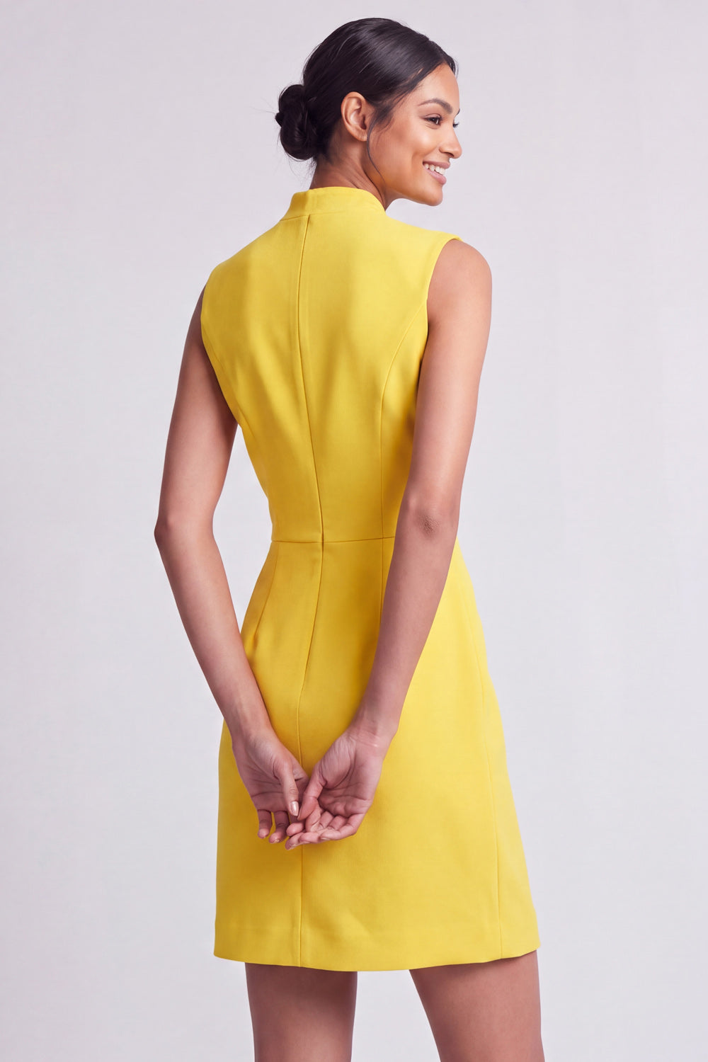 Pink Bodycon Sleeveless Single Breasted Mini Work Dress