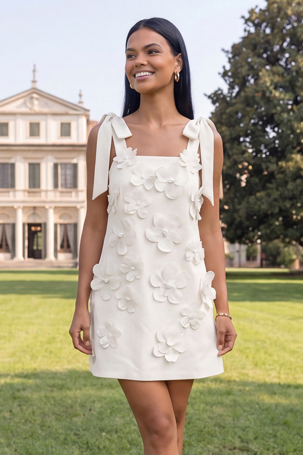 A-Line Lilac Floral Homecoming Dress with Sash