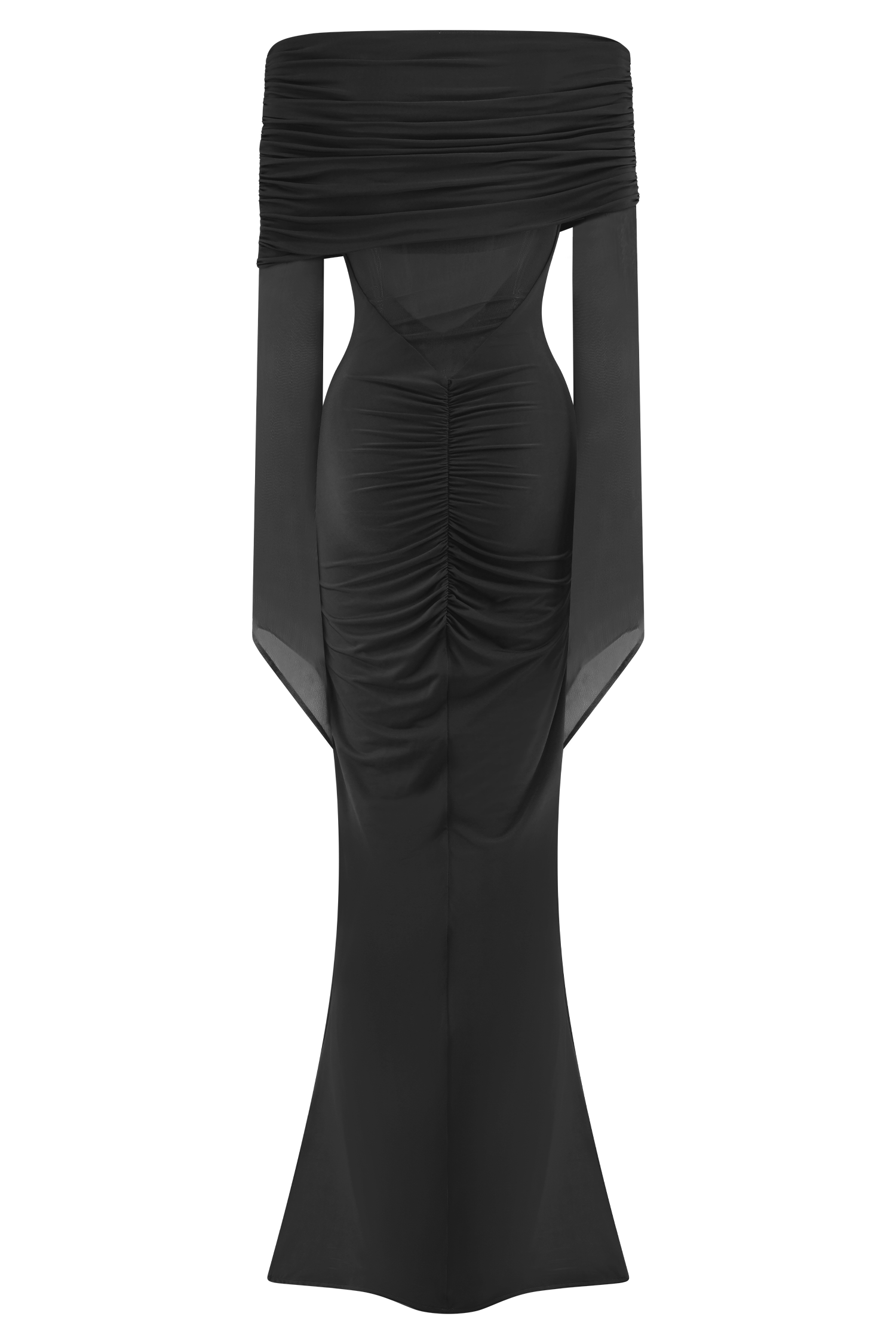 Kaitlin One Shoulder Slinky And Mesh Maxi Dress - Black