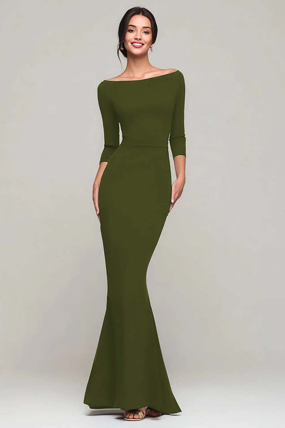 Simple Mermaid Bateau Neck Black Tie Dress