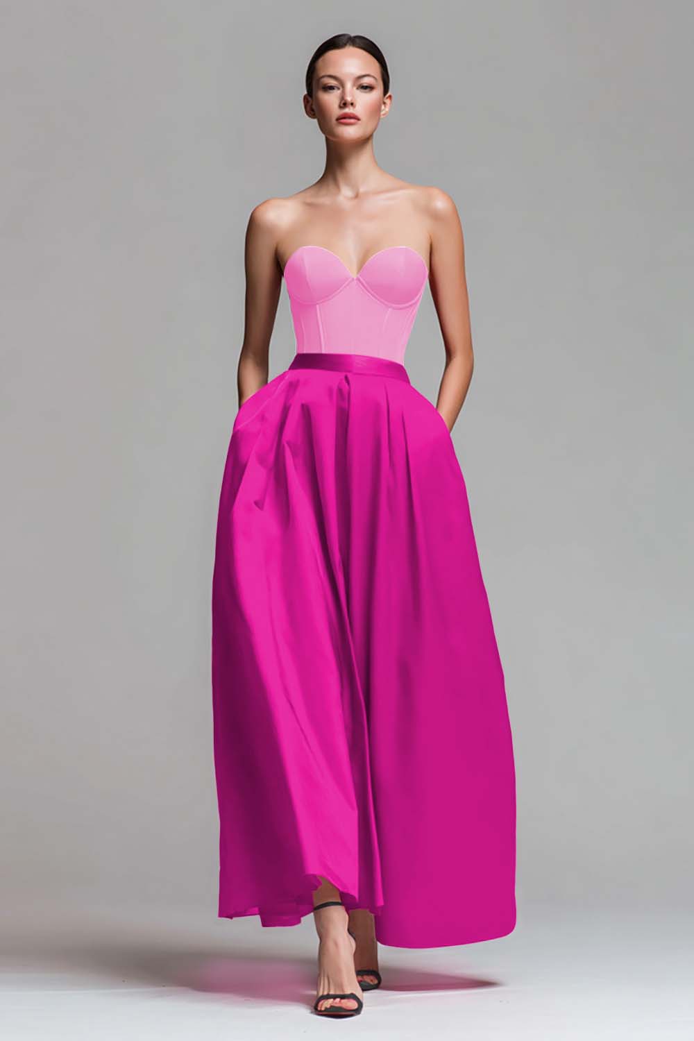 Sweetheart A-Line Corset Red and Fuchsia Formal Dress
