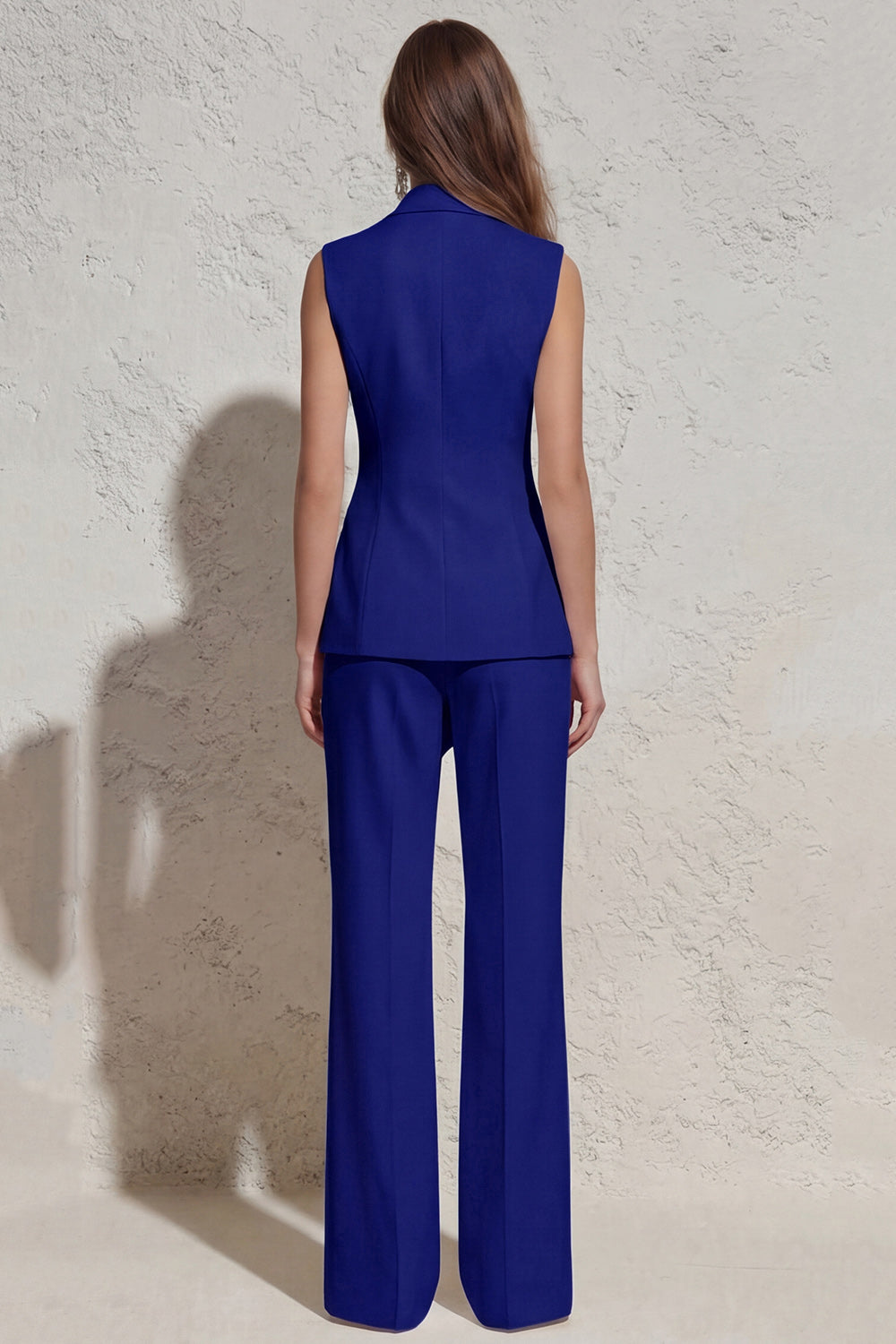 Notched Lapel White Sleeveless Women Suits with Sash