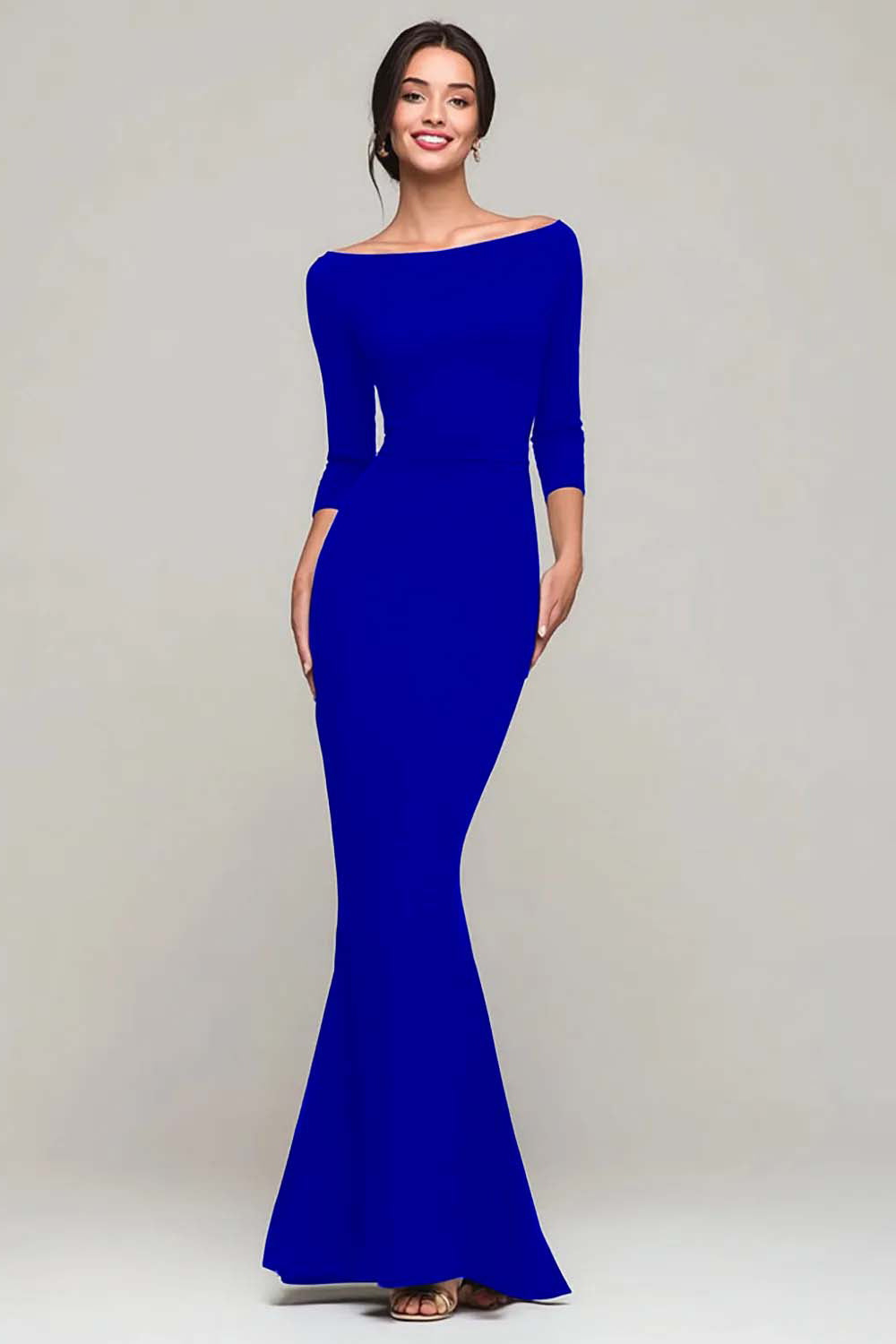 Simple Mermaid Bateau Neck Black Tie Dress