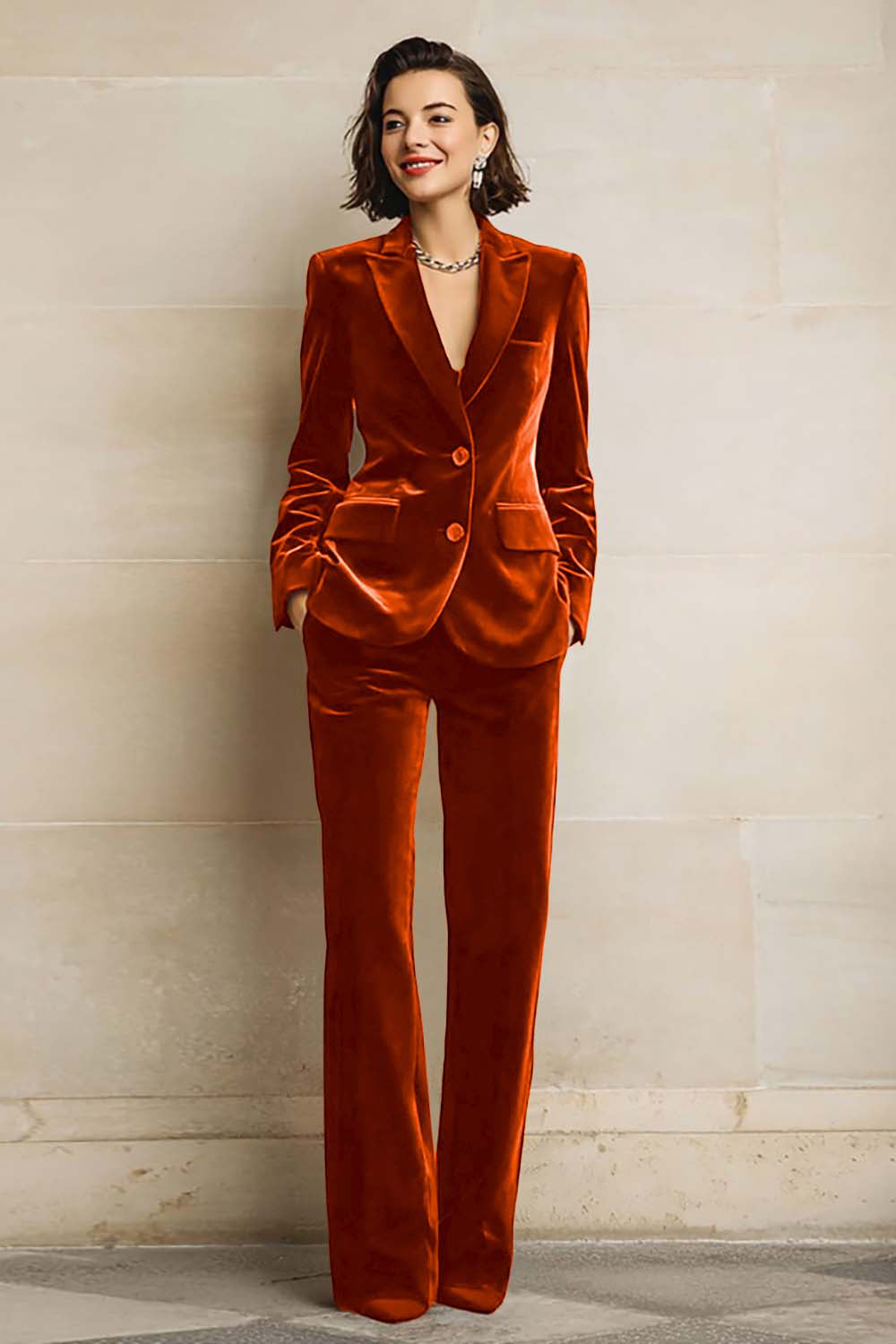 Purple Velvet Peak Lapel 2 Piece Women Suits