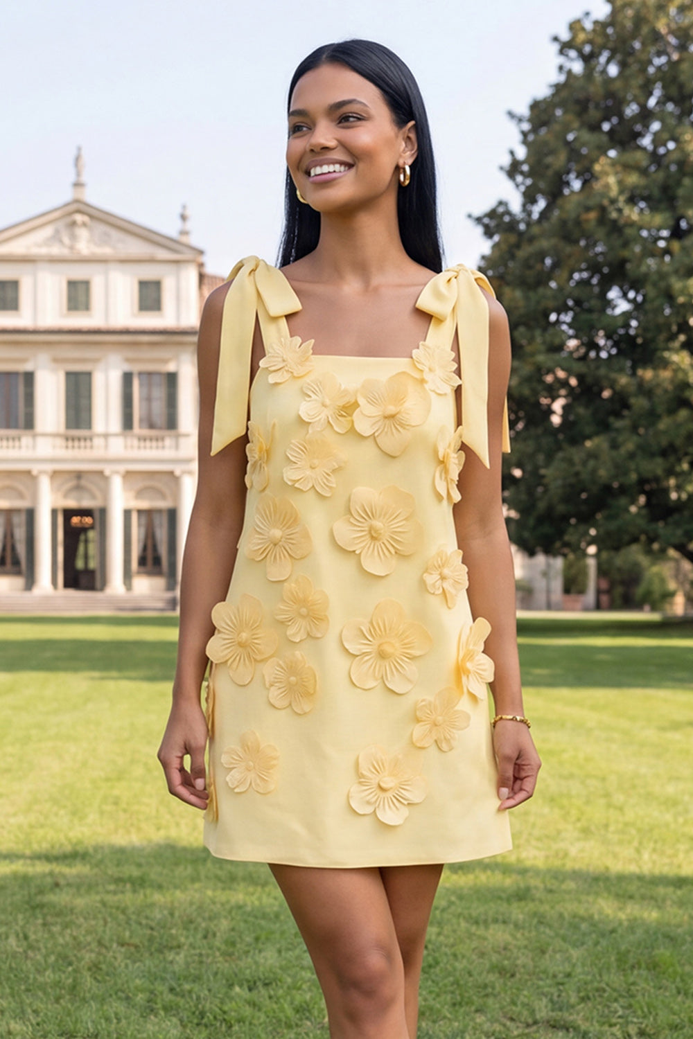 A-Line Lilac Floral Homecoming Dress with Sash